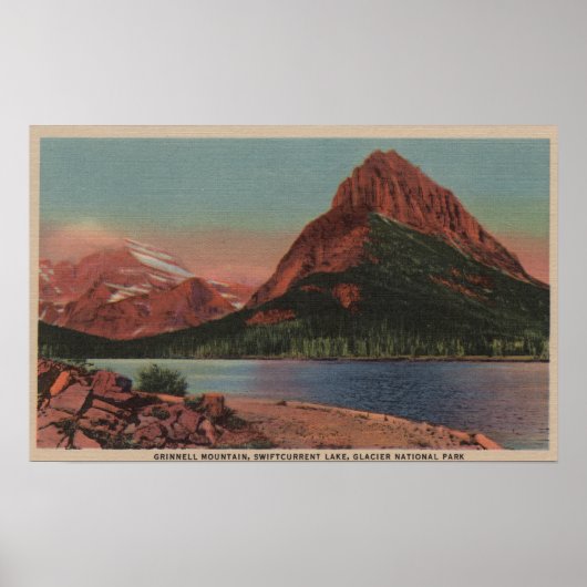 Glacier, MT - Uitzicht van Grinnell Mt. & Swiftcur Poster (Voorkant)