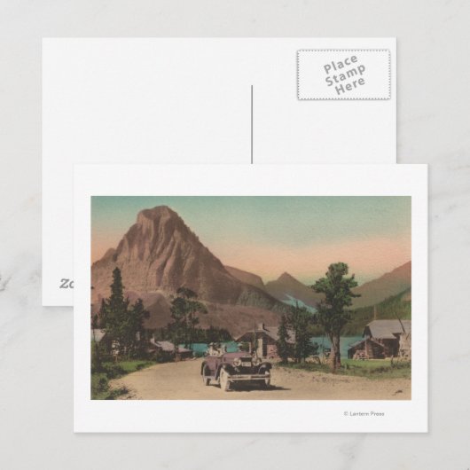 Glacier, MT - Uitzicht van Two Chalets & Mt. Rockw Briefkaart (Voorkant / Achterkant)