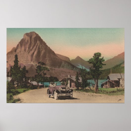 Glacier, MT - Uitzicht van Two Chalets & Mt. Rockw Poster (Voorkant)