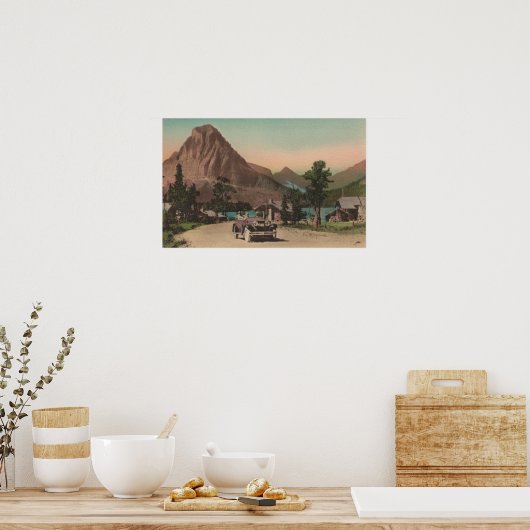 Glacier, MT - Uitzicht van Two Chalets & Mt. Rockw Poster (Keuken)