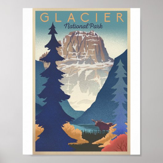 Glacier Nationaal Park Litho Kunstwerk Poster (Voorkant)