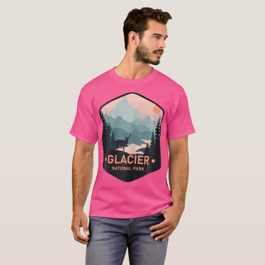 Glacier Nationaal Park Montana Herten Wandelen Cam T-shirt (Voorkant volledig)