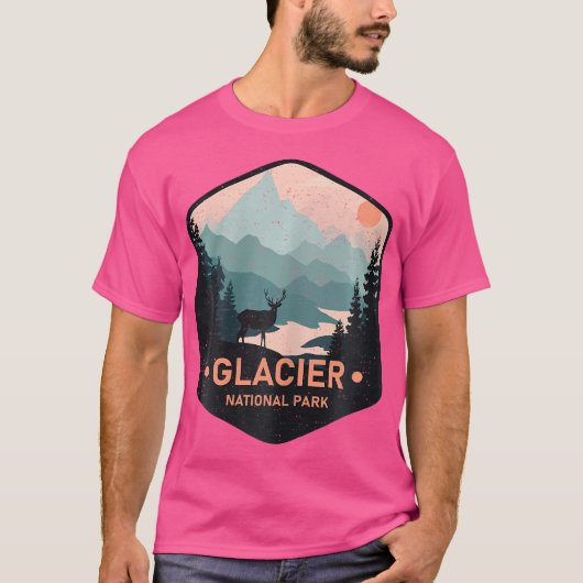 Glacier Nationaal Park Montana Herten Wandelen Cam T-shirt (Voorkant)