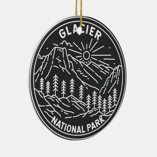 Glacier Nationaal Park Montana Monoline Keramisch Ornament (Rechts)