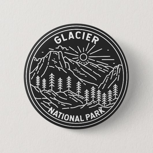 Glacier Nationaal Park Montana Monoline Ronde Button 5,7 Cm (Voorkant)