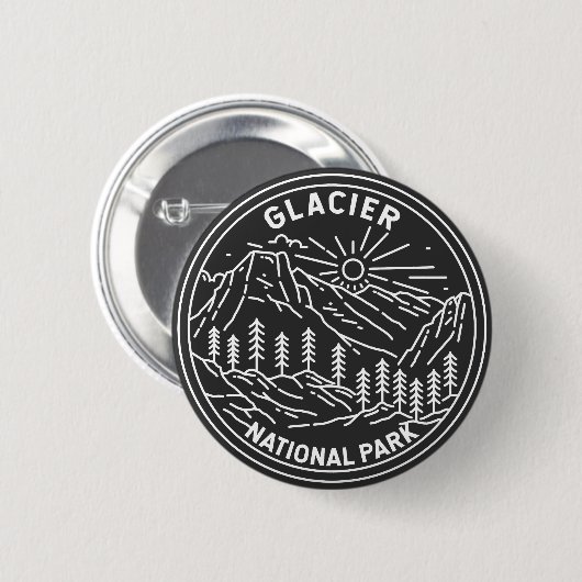 Glacier Nationaal Park Montana Monoline Ronde Button 5,7 Cm (Voorkant /achterkant)