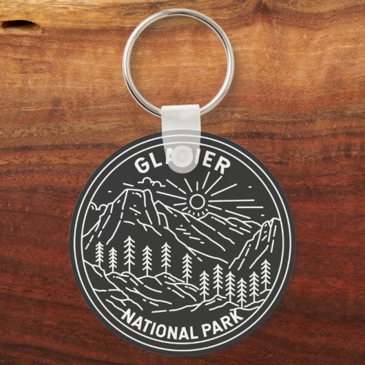 Glacier Nationaal Park Montana Monoline Sleutelhanger (Voorkant)