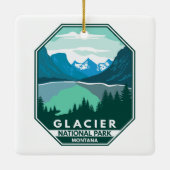 Glacier Nationaal Park Montana Retro Emblem Keramisch Ornament (Achterkant)