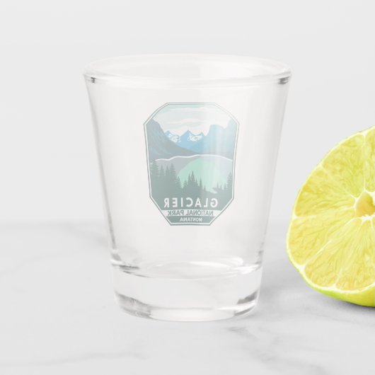 Glacier Nationaal Park Montana Retro Emblem Shot Glas (Achterkant)
