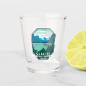 Glacier Nationaal Park Montana Retro Emblem Shot Glas (Voorkant)