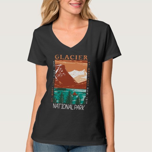 Glacier Nationaal Park Montana Verstoord T-shirt (Voorkant)