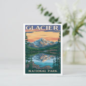 Glacier Nationaal Park Montana Waterverf Schilderi Briefkaart (Staand voorkant)
