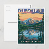 Glacier Nationaal Park Montana Waterverf Schilderi Briefkaart (Voorkant / Achterkant)