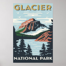 Glacier Nationaal Park Montana Waterverf Schilderi Poster
