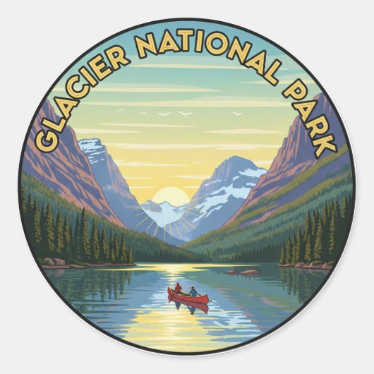Glacier Nationaal Park Reis Ronde Sticker (Voorkant)