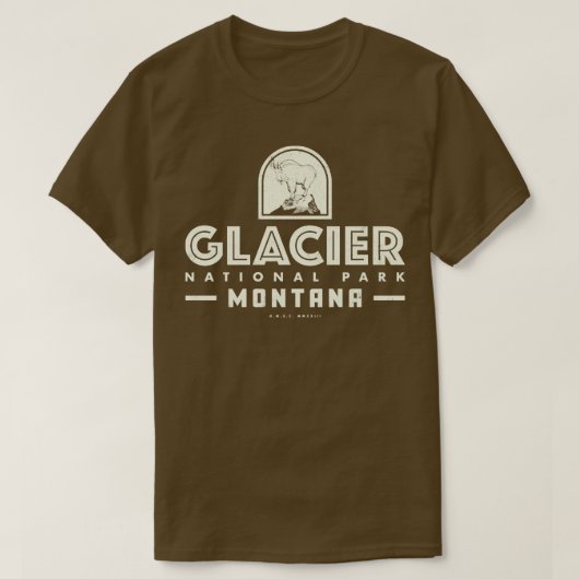Glacier Nationaal Park Tan T-shirt (Design voorkant)