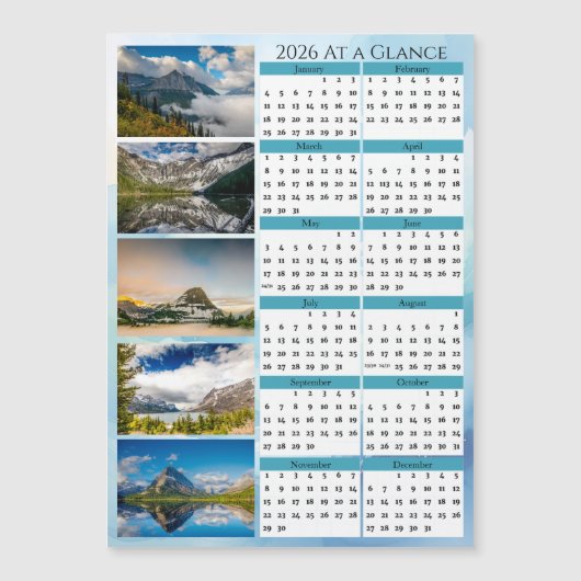 Glacier National Park 2026 Overzichtskalender (Voorkant)