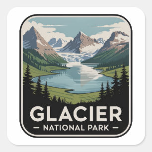 Glacier National Park Alpine Vintage Badge Vierkante Sticker