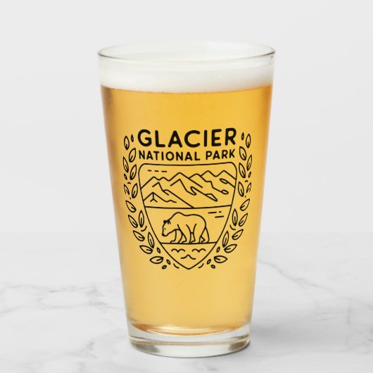 Glacier National Park Beer Embleem Glas (Voorkant gevuld)