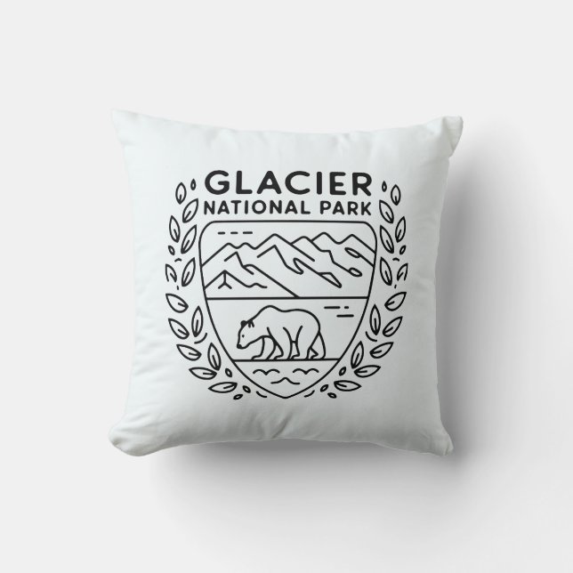 Glacier National Park Beer Embleem Kussen (Voorkant)
