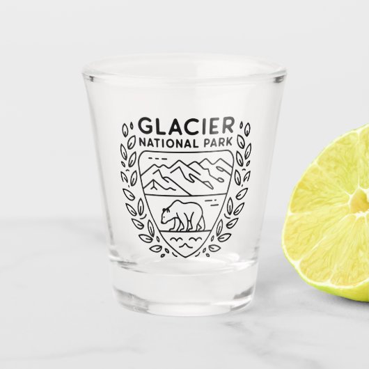Glacier National Park Beer Embleem Shot Glas (Voorkant)