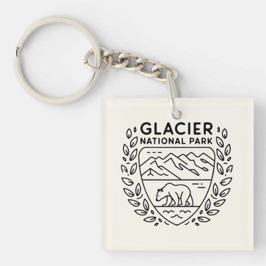 Glacier National Park Beer Embleem Sleutelhanger (Voorkant)
