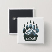 Glacier National Park Beer Paw Vierkante Button 5,1 Cm (Voorkant /achterkant)