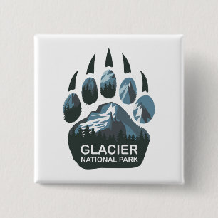 Glacier National Park Beer Paw Vierkante Button 5,1 Cm