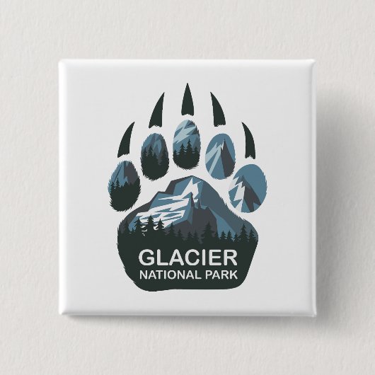 Glacier National Park Beer Paw Vierkante Button 5,1 Cm (Voorkant)