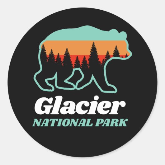 Glacier National Park Beer Wandelen Camping Gift Ronde Sticker (Voorkant)
