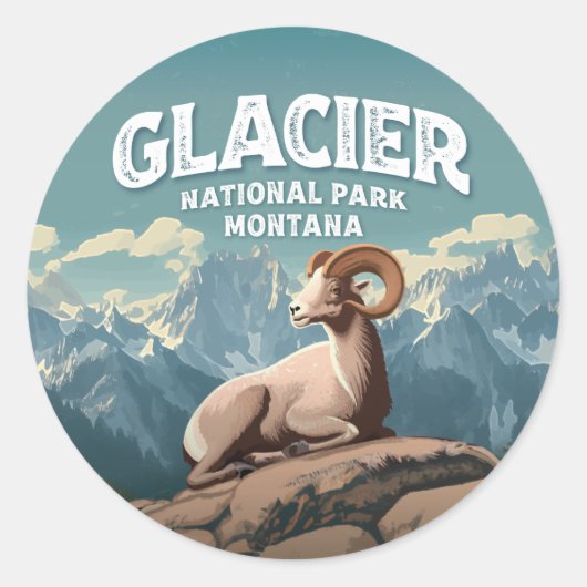 Glacier National Park Bighorn Sheep Ronde Sticker (Voorkant)