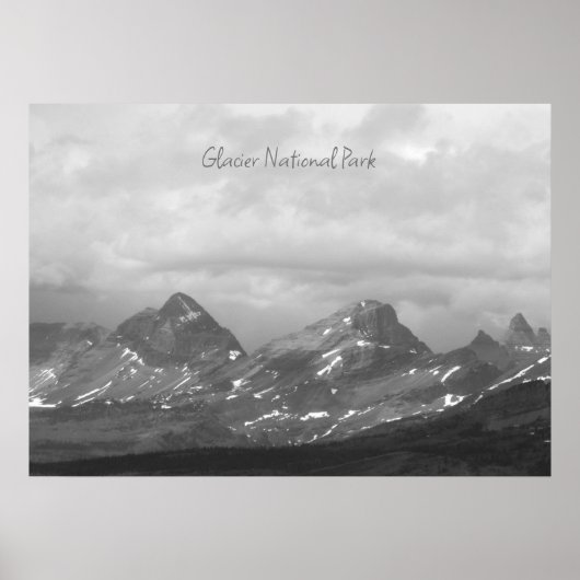 Glacier National Park Black White Foto Poster (Voorkant)