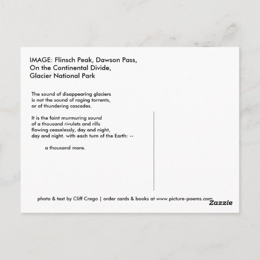 GLACIER NATIONAL PARK BRIEFKAART (Achterkant)