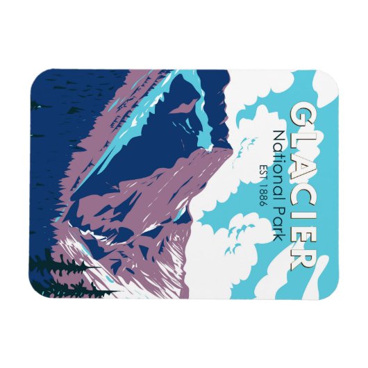 Glacier National Park Canada Travel Art  Magneet (Horizontaal)