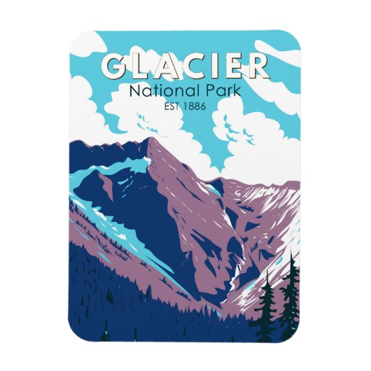 Glacier National Park Canada Travel Art  Magneet (Verticaal)