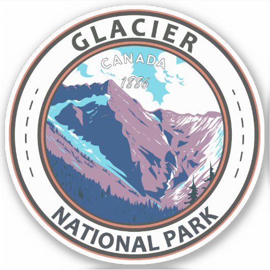 Glacier National Park Canada Travel Art  Sticker (Voorkant)