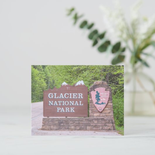 Glacier National Park Entrance Sign Briefkaart (Staand voorkant)