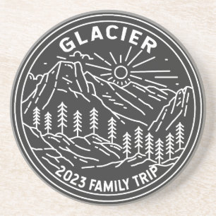 Glacier National Park Familiereis Monoline Zandsteen Onderzetter