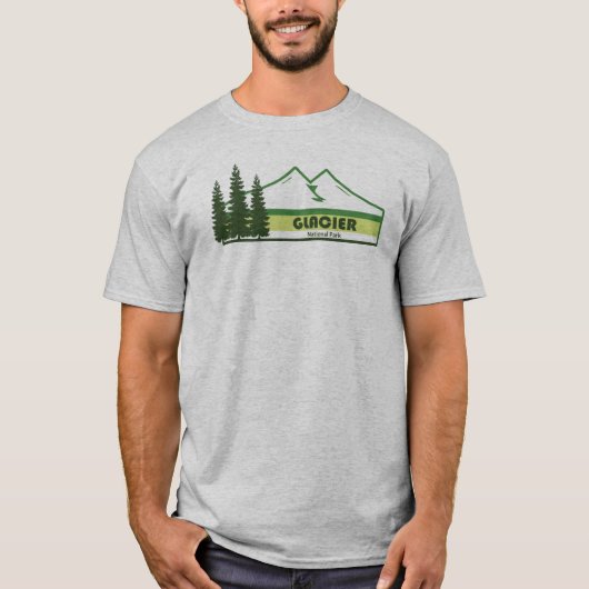 Glacier National Park Green Stripes T-shirt (Voorkant)