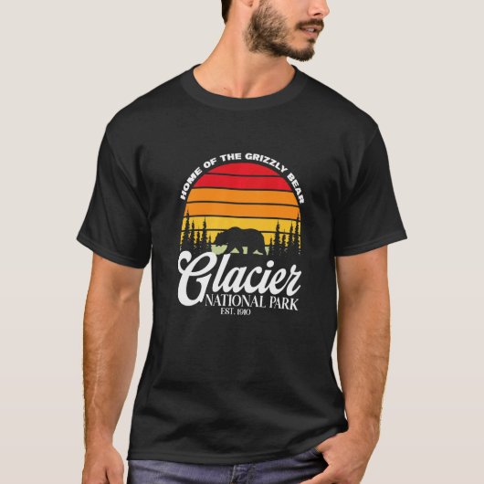 Glacier National Park Grizzly Bear Hiking Vacation T-shirt (Voorkant)