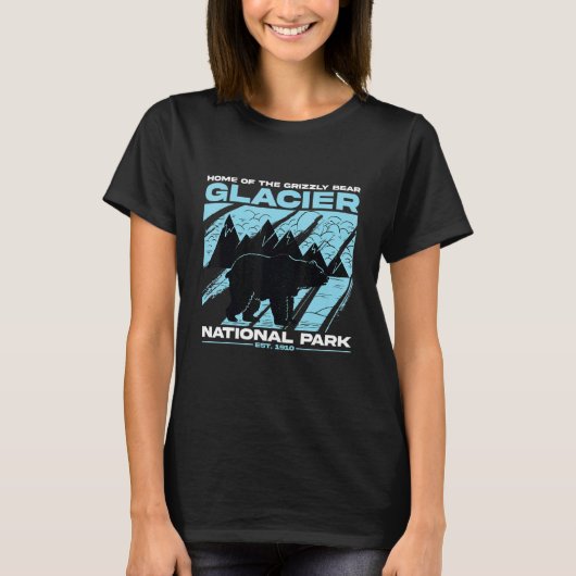 Glacier National Park Grizzly Bear Hiking Vacation T-shirt (Voorkant)