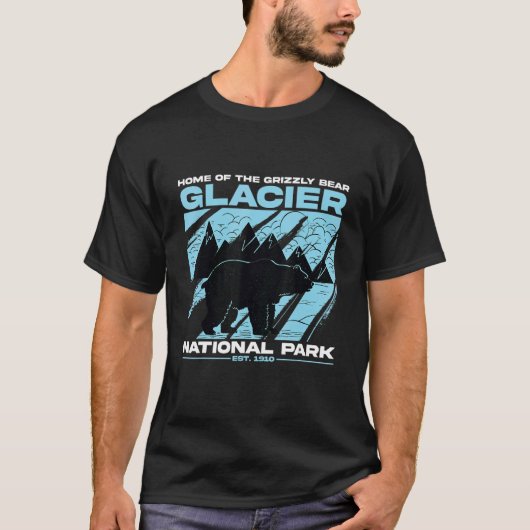 Glacier National Park Grizzly Beer Hiking Vacking T-shirt (Voorkant)