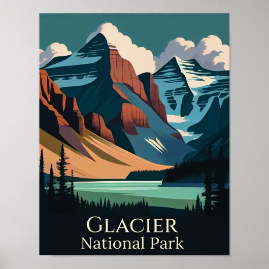 Glacier National Park Hedendaagse kunst Poster (Voorkant)