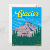 Glacier National Park Illustratie Reizen  Briefkaart (Voorkant / Achterkant)