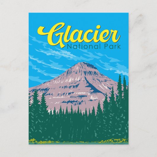 Glacier National Park Illustratie Reizen  Briefkaart (Voorkant)