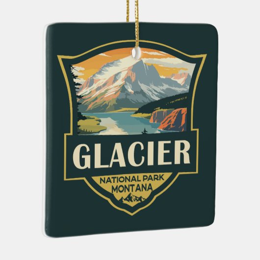 Glacier National Park Illustratie Reizen  Keramisch Ornament (Rechts)
