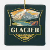 Glacier National Park Illustratie Reizen  Keramisch Ornament (Achterkant)