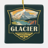 Glacier National Park Illustratie Reizen  Keramisch Ornament (Voorkant)