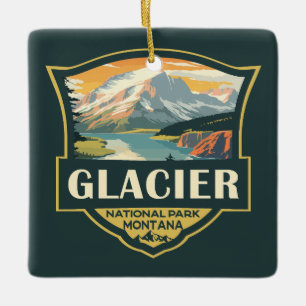 Glacier National Park Illustratie Reizen  Keramisch Ornament
