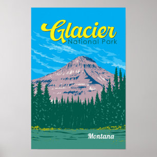 Glacier National Park Illustratie Reizen Poster